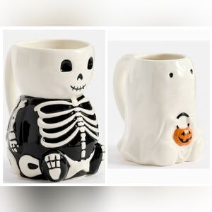 Pottery Barn Skeleton and Ghost Halloween Mugs Gus The Ghost